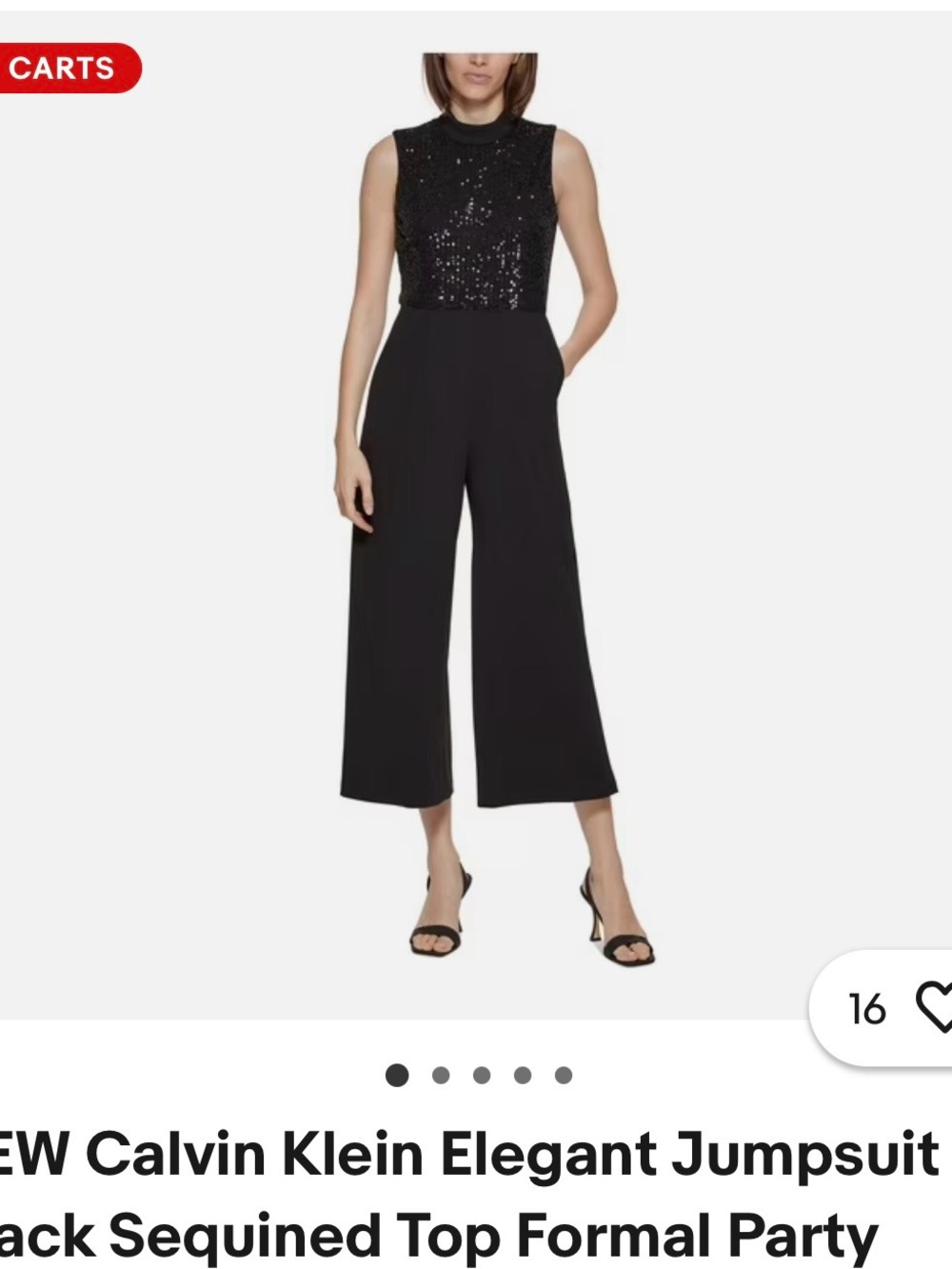 Calvin Klein Black Sequin Top Wide-Leg Jumpsuit